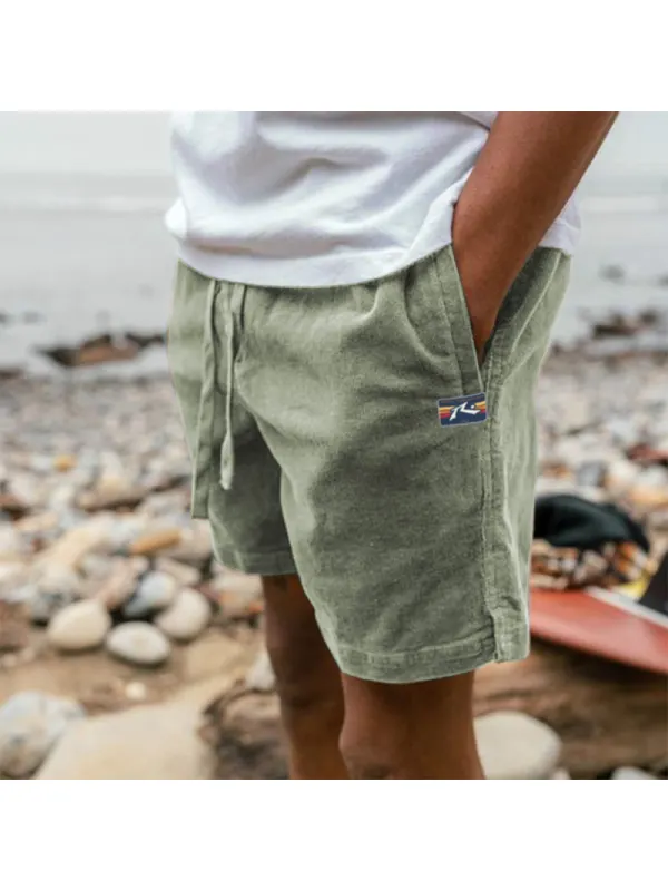 Men's Shorts Retro Corduroy 5 Inch Shorts Surf Beach Shorts Daily Casual Green - Anrider.com 