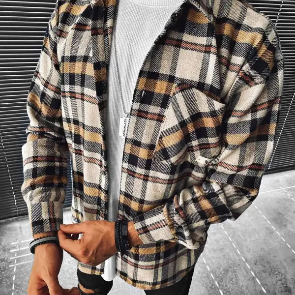 Street Fashion Plaid Texture Casual Jacket - Trisunshine.com 