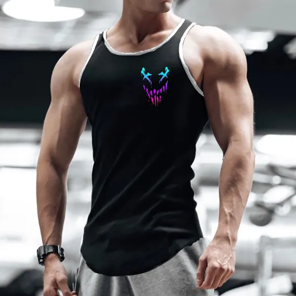 Men's Smiley Print Casual Sleeveless Tank Top - Trisunshine.com 