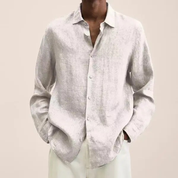 Men's Casual Long Sleeve Cotton Linen Shirt - Trisunshine.com 