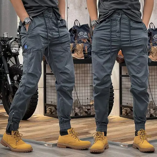 Men's Outdoor Retro Loose Leg Belted Pants Overalls - Trisunshine.com 