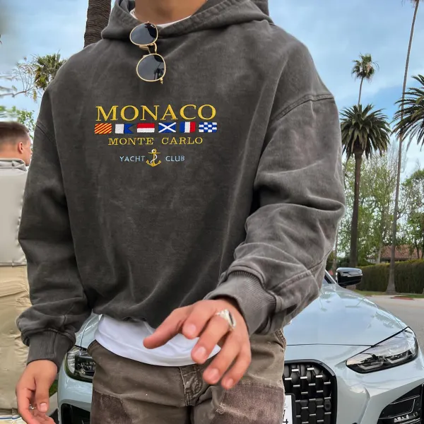 Felpa Con Cappuccio Unisex Vintage Monaco Monte Carlo Yacht Club - Faciway.com 