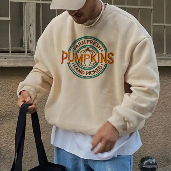 Retro Halloween Men's Pumpkin Crew Neck Sweatshirt - Trisunshine.com 