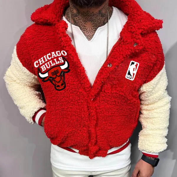 Unisex Chicago Bulls NBA Fleece Colorblock Jacket - Dozenlive.com 
