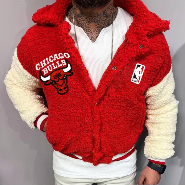 Unisex Chicago Bulls NBA Fleece Colorblock Jacket - Ootdyouth.com 