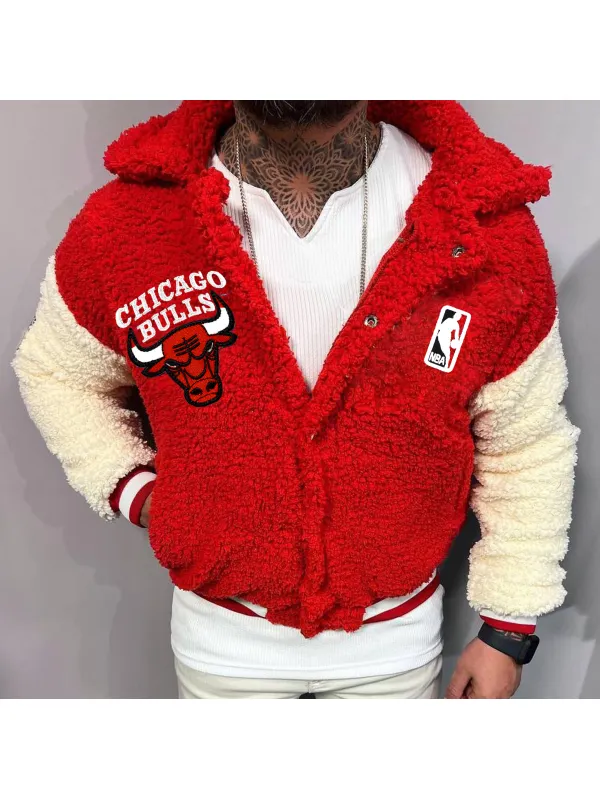 Unisex Chicago Bulls NBA Fleece Colorblock Jacket - Timetomy.com 