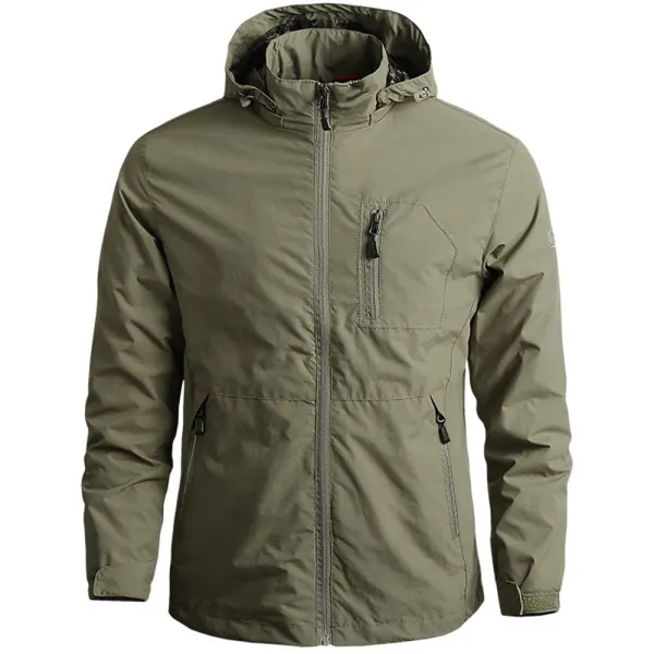 Men's Outdoor Sports Quick-Drying Thin Zip Windbreaker Hooded Jacket - Trisunshine.com 