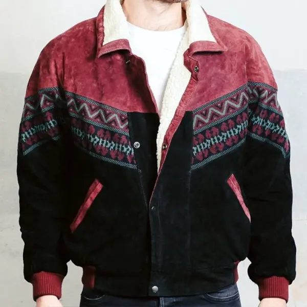 Men's Oversized Vintage Aztec Patchwork Jacket - Trisunshine.com 