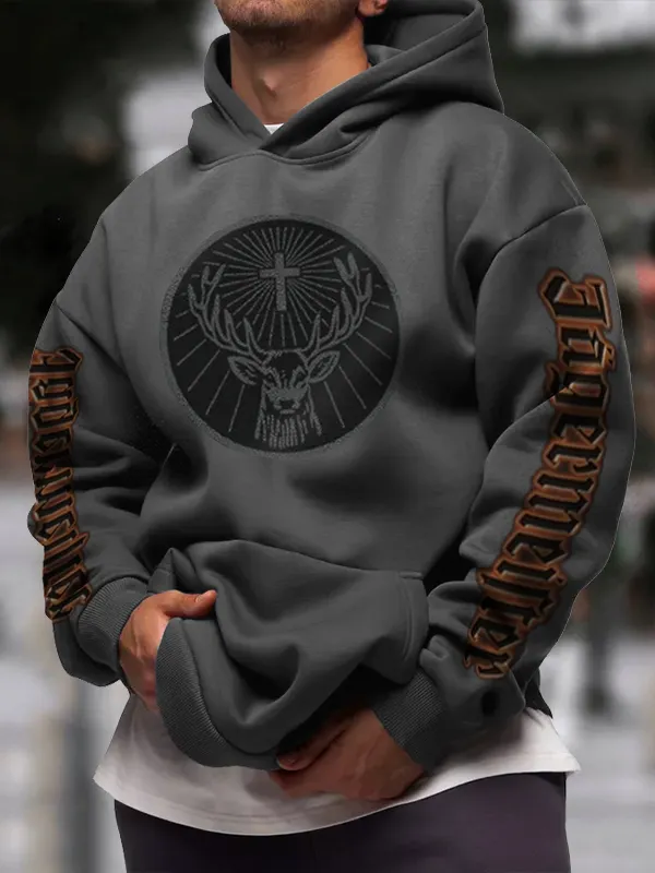 Oversized Jagermeister Hoodie Elk Letter Print Hoodie - Pragmaace.com 