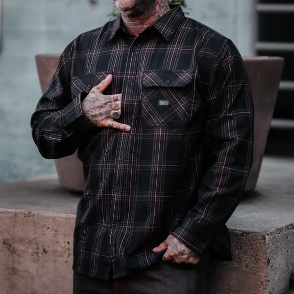 Men's Oversized Comfortable Casual Plaid Textured Shirt Jacket - Trisunshine.com 