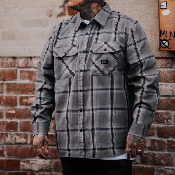 Men's Oversized Comfortable Casual Plaid Textured Shirt Jacket - Trisunshine.com 