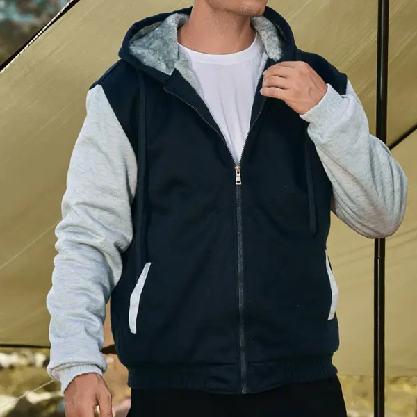 Men's Outdoor Casual Fleece Thickened Hooded Sweatshirt Jacket - Trisunshine.com 