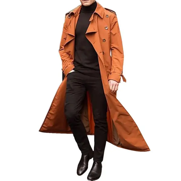 Men's Fashion Business Double Breasted Trench Coat Oversized Belt Slim Fit Coat - Trisunshine.com 