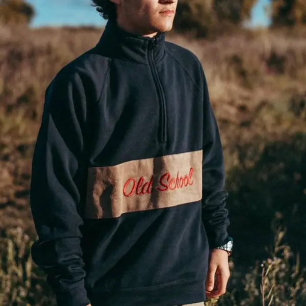 Unisex Casual Vintage Half-Zip Sweatshirt - Albionstyle.com 