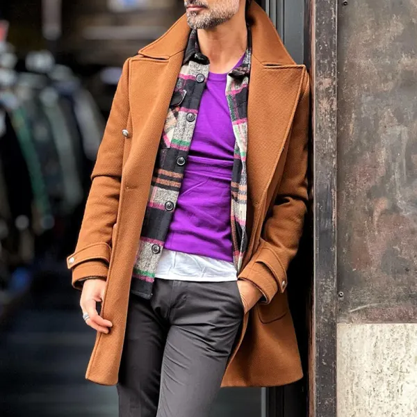 Street Solid Color Lapel Mid-length Coat - Trisunshine.com 