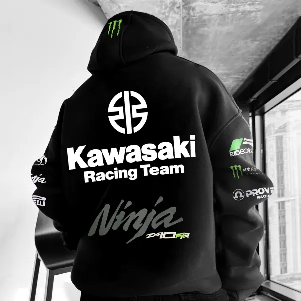 Oversize Racing Graphic Print Hoodie - Wayrates.com 