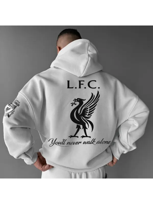 Oversized Men's Liverpool Print Hoodie - Spiretime.com 