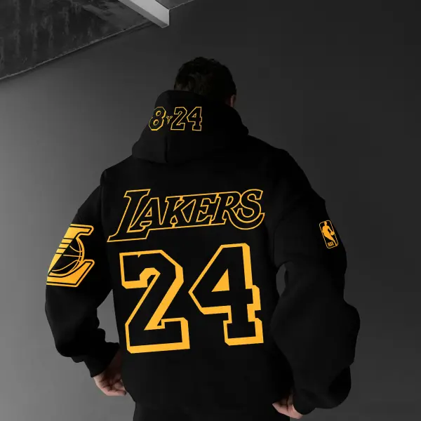 Oversized Street Style Basketball Print Hoodie Number 24 Hoodie - Elementnice.com 