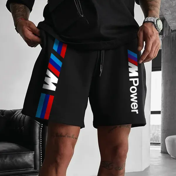 Oversized Racing Power Print Shorts - Dozenlive.com 