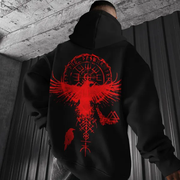 Oversize Vikings Totem Print Hoodie - Nicheten.com 