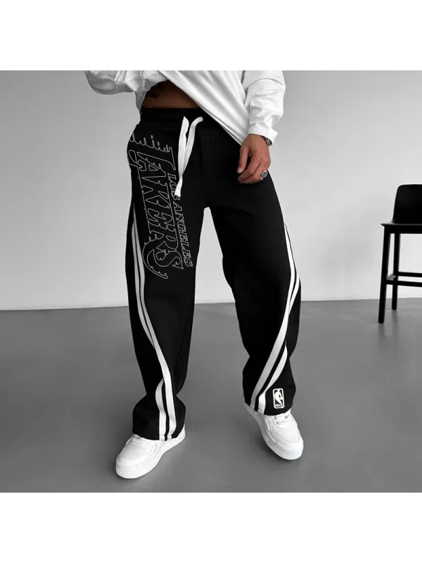 Loose Basketball Letter Print Casual Trousers - Valiantlive.com 