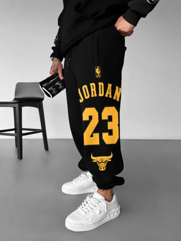 Men's Oversized Street Style Basketball Print Sweatpants - Menwyx.com 