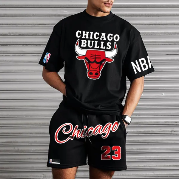 Men's Oversized NBA Chicago Bulls Short Sleeves Suit - Elementnice.com 