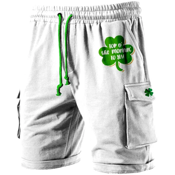 St. Patrick's Day Clover Print Men's Track Shorts - Yesunshine.com 