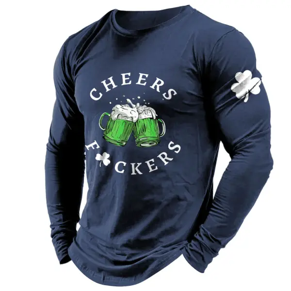 Men's T-Shirt St. Patrick's Day Cheers Beer Drinking Shamrock Lucky You Long Sleeve Daily Tops - Dozenlive.com 