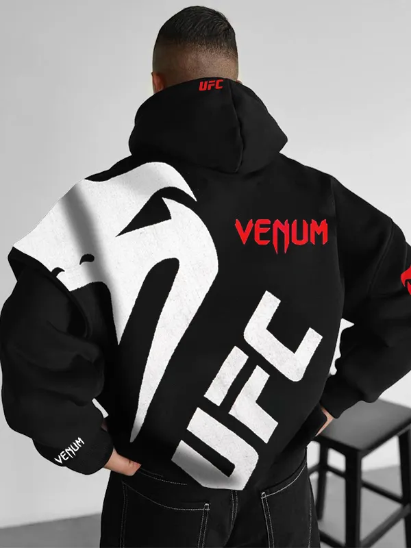 Unisex Oversized UFC Printed Hooded Casual Sweatshirt - Menbarn.com 