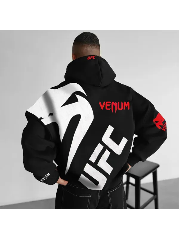 Unisex Oversized UFC Printed Hooded Casual Sweatshirt - Valiantlive.com 