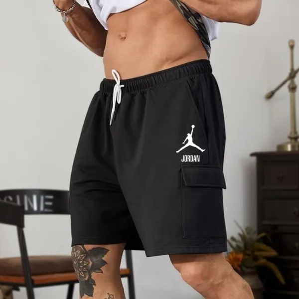 Men's Summer Pocket Drawstring Jordan Printed Shorts - Elementnice.com 