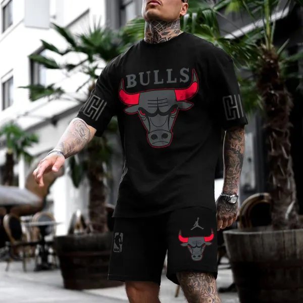 Men's Chicago Basketball Printed Sports Shorts Suit - Cotosen.com