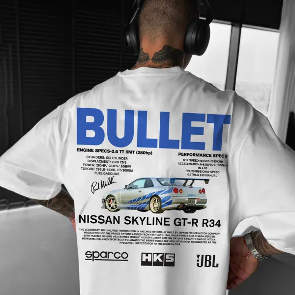 Unisex Casual Bullet GT-R R34 Racing Print T-Shirt - Trisunshine.com 