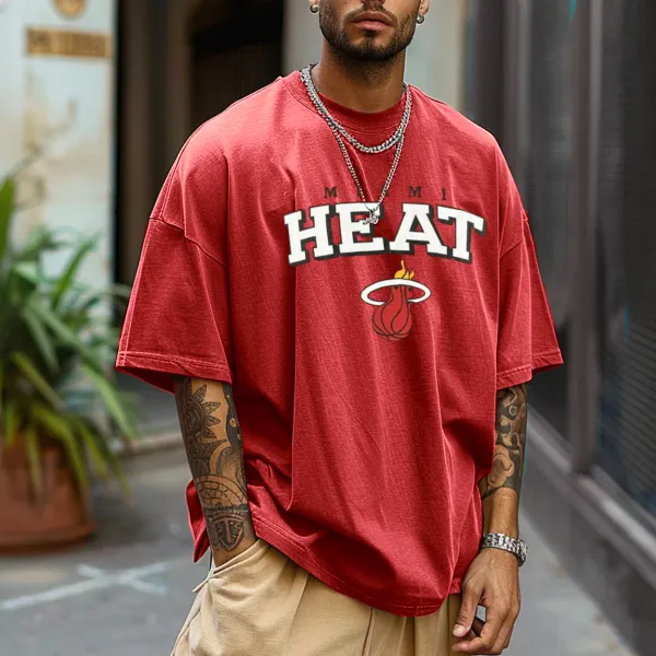 Unisex Vintage Miami Basketball Casual Printed T-shirt - Trisunshine.com 