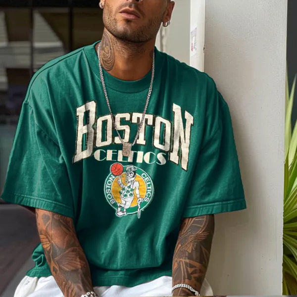 Unisex Vintage Boston Basketball Print T-shirt - Trisunshine.com 