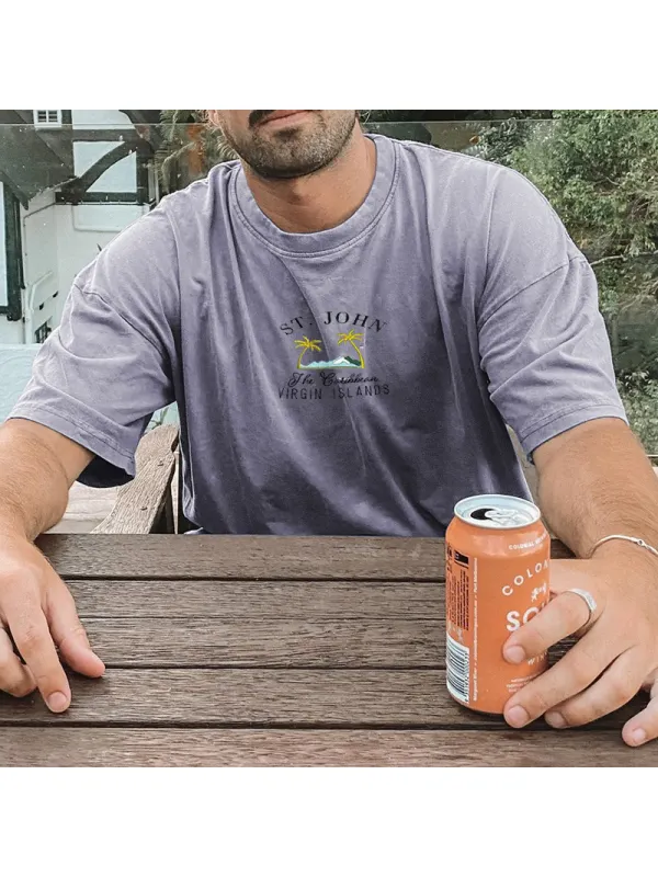 Casual Island Letter Printed T-shirt - Aptkoi.com 