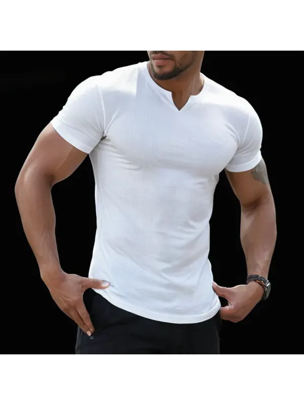 Men's Basic Solid Color Tight T-shirt - Ootdmw.com 