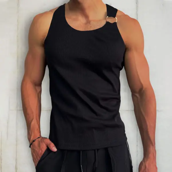 Men's Plain Asymmetric Sleeveless Top - Trisunshine.com 