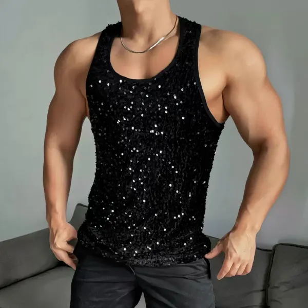 Men's Sequin Sleeveless Tank Top - Trisunshine.com 