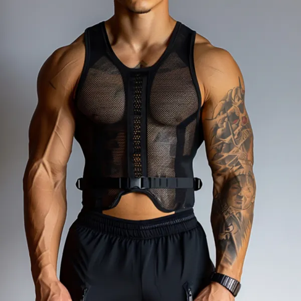 Men's Personalized Transparent Mesh Fitness Sleeve Vest - Trisunshine.com 