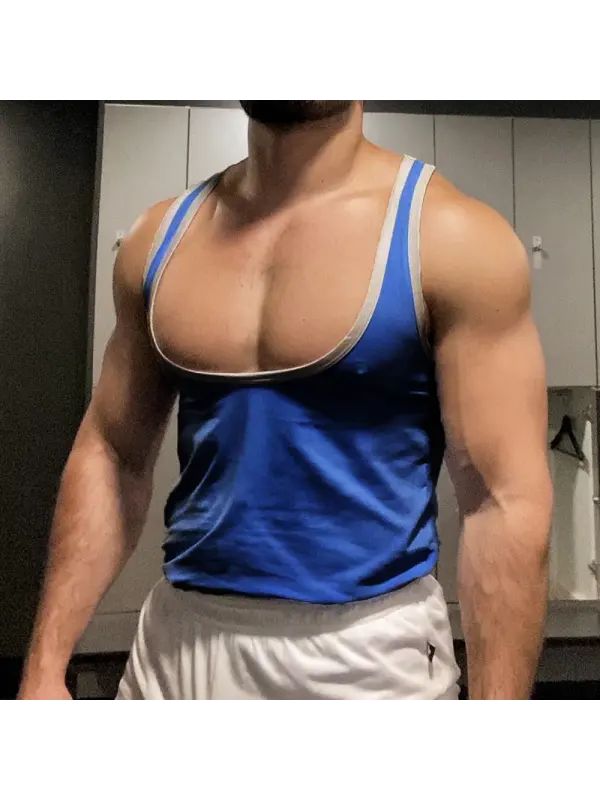 Men's Fashion Brawny Fitness Sports Weightlifting Casual Sweat Absorbent Breathable Vest - Ootdmw.com 