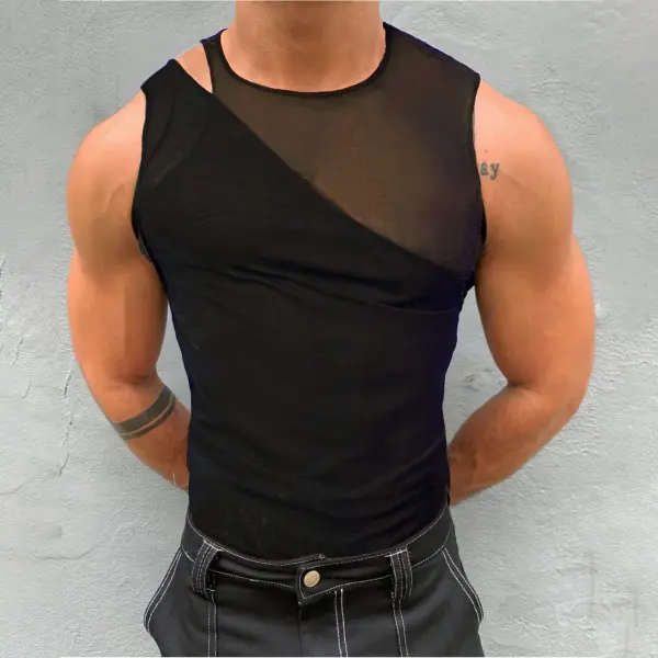 Men's Irregular Deconstructed Crop Sleeveless Top - Trisunshine.com 