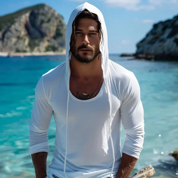 Men's Casual Slim Modal Hooded Long Sleeve T-Shirt - Trisunshine.com 