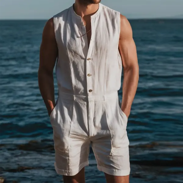 Men's Casual Loose Linen Jumpsuit - Yiyistories.com 