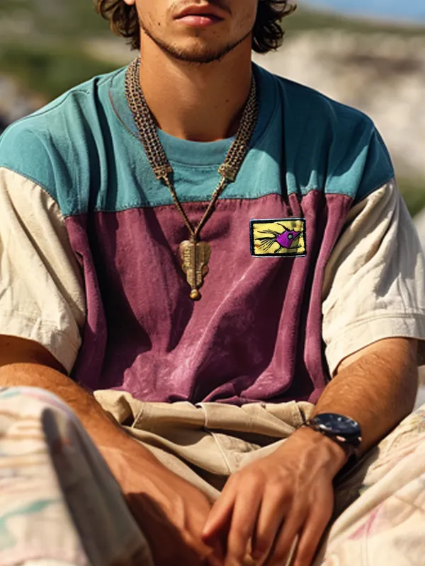 Unisex Retro Colorblock Surf Wear T-shirt - Pragmaace.com 