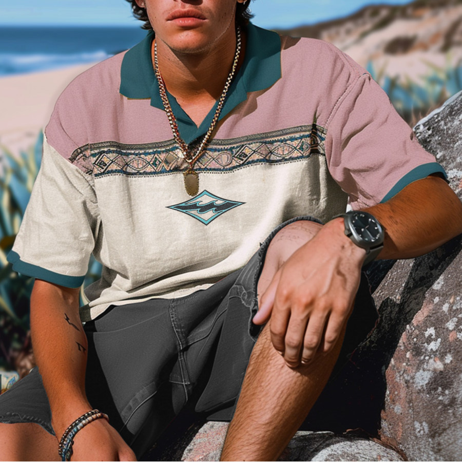 

Unisex Retro Colorblock Billabong Surf Polo Shirt