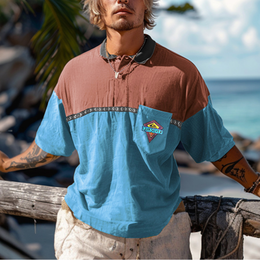 

Unisex Retro Quiksilver Surf Polo Casual T-shirt