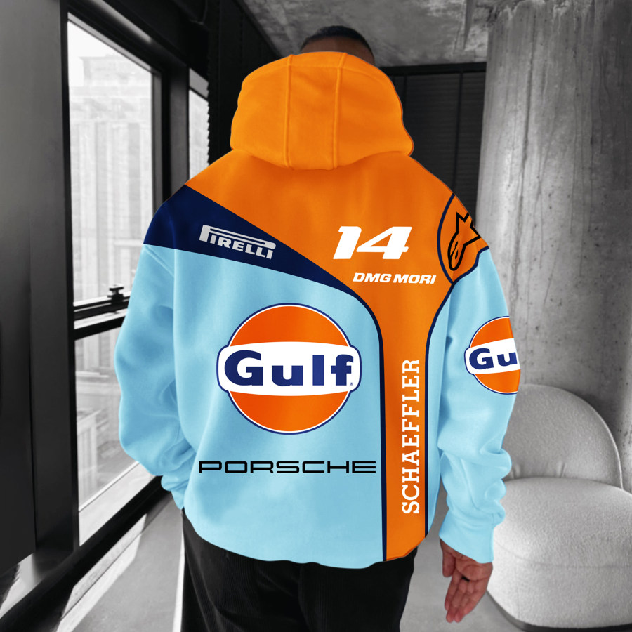 

Oversize Gulf Porsche Racing Car Print Hoodie