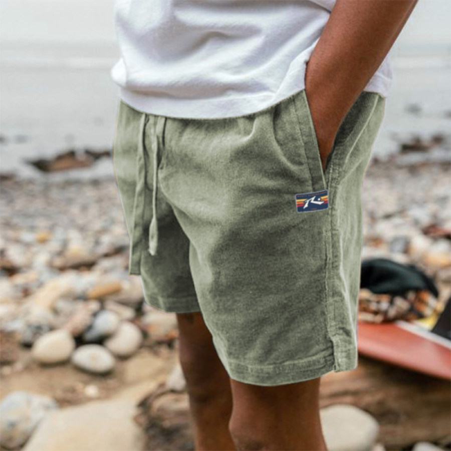 

Men's Shorts Retro Corduroy 5 Inch Shorts Surf Beach Shorts Daily Casual Green
